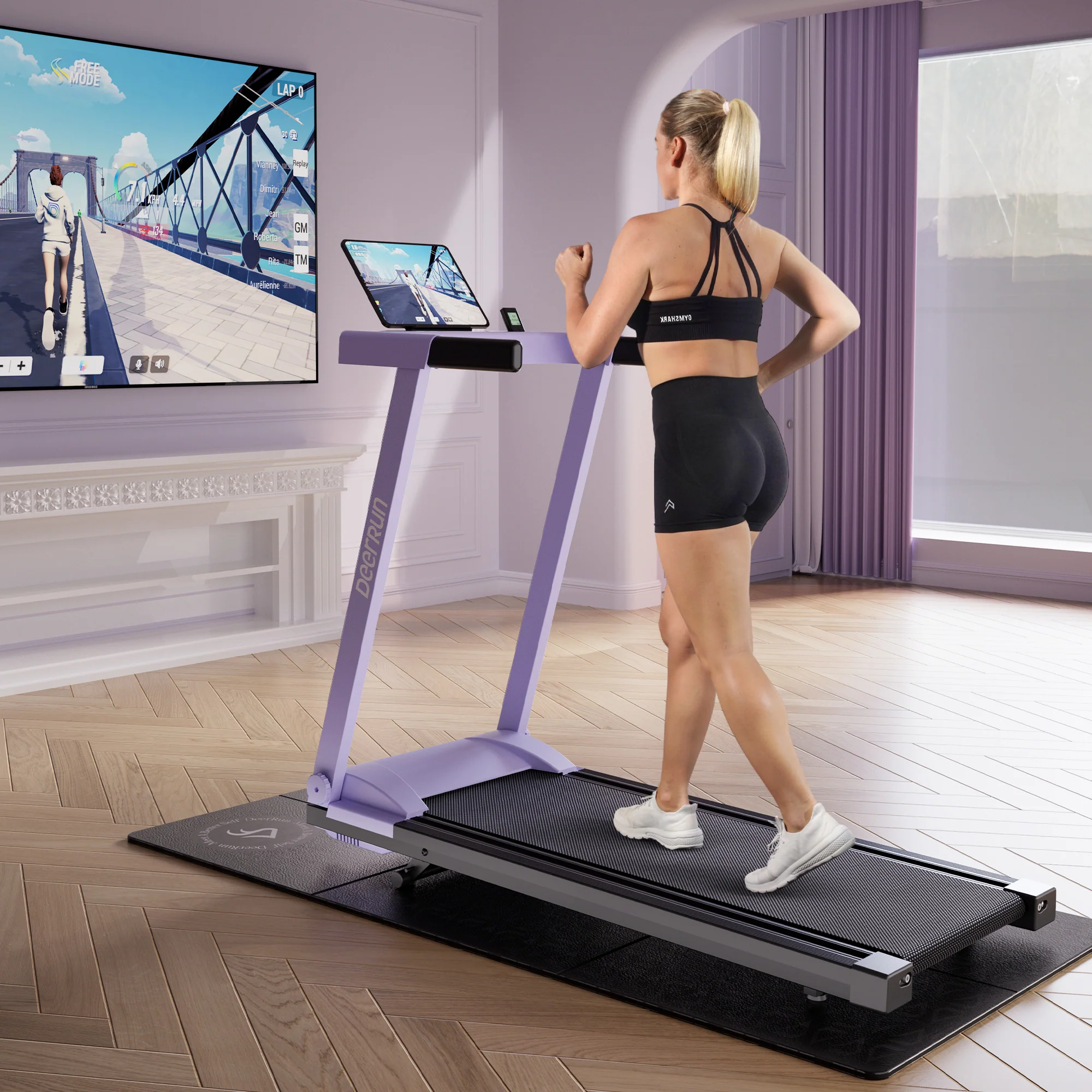 DeerRun All-New 2026 A1 Pro Move+ 6% Incline Foldable Treadmill——Upgraded Chip & NFC Support | 350 lbs, 10 mph Dreamy Violet - Image 5