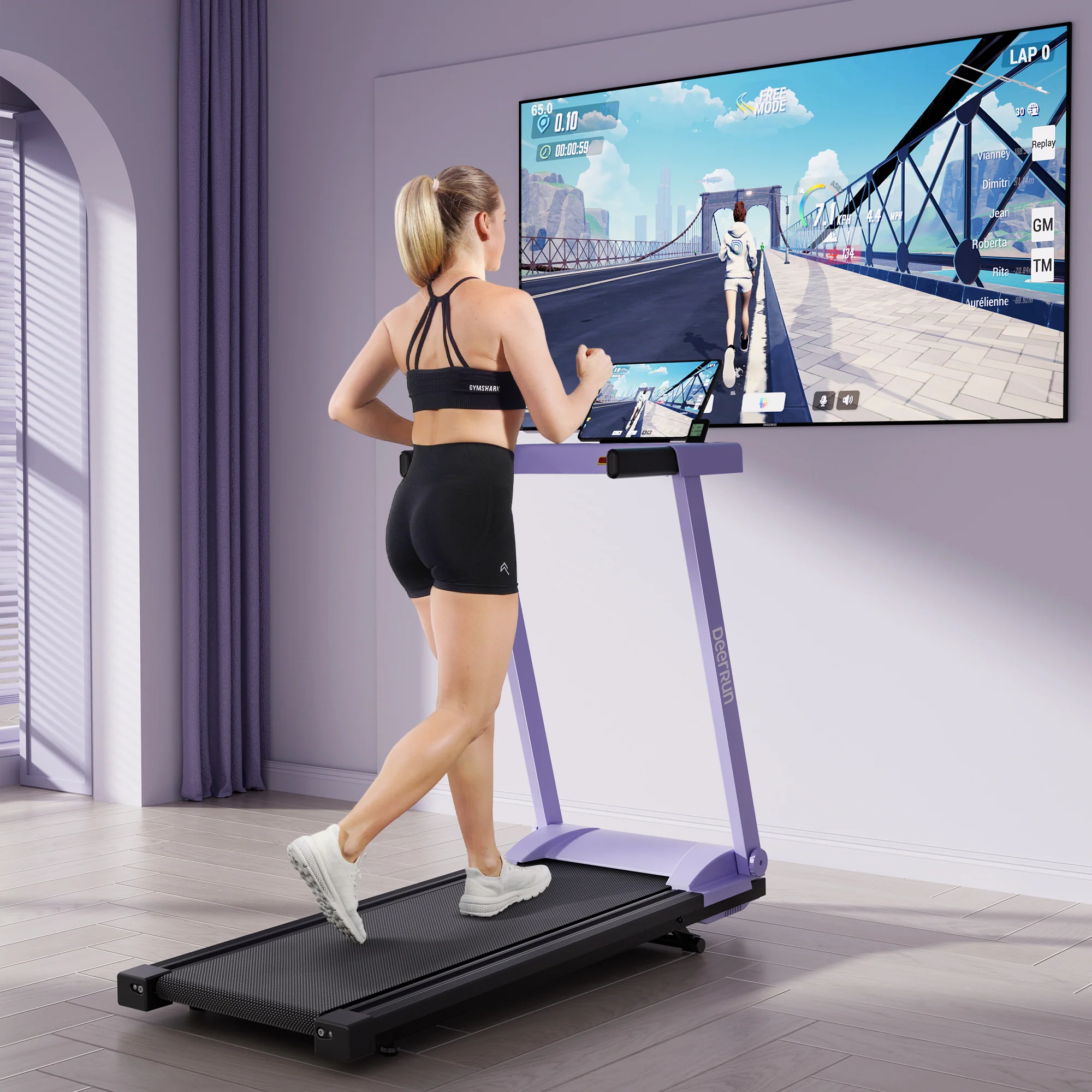 DeerRun All-New 2026 A1 Pro Move+ 6% Incline Foldable Treadmill——Upgraded Chip & NFC Support | 350 lbs, 10 mph Dreamy Violet - Image 8