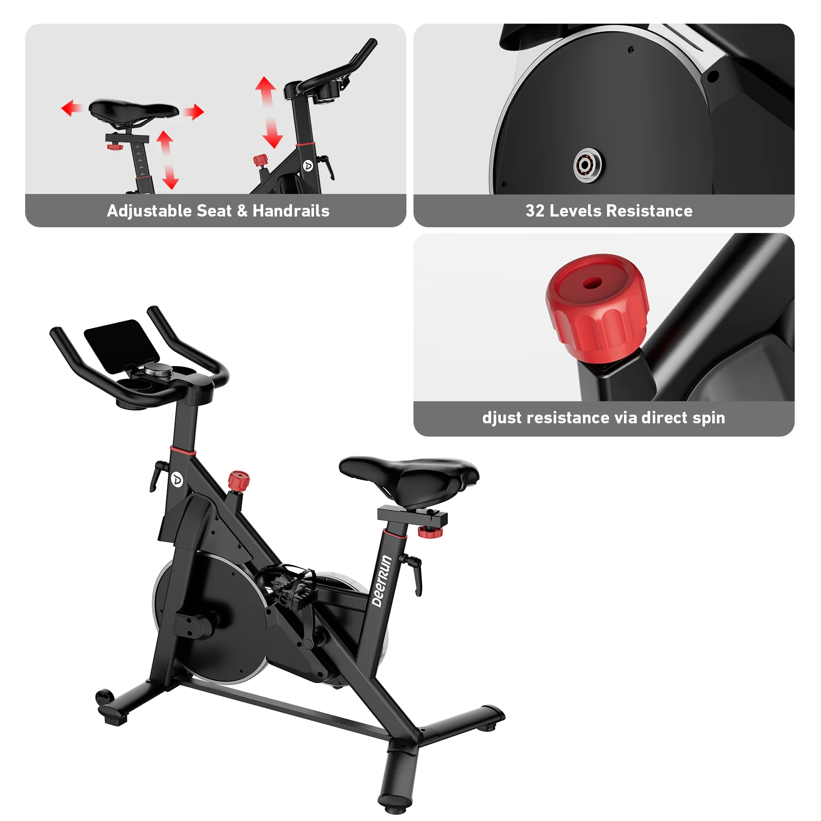 DeerRun S500 Pro King Size Indoor Exercise Bike for Tall Riders 32 Magnetic Adjustable Resistance, LED Screen - Image 13