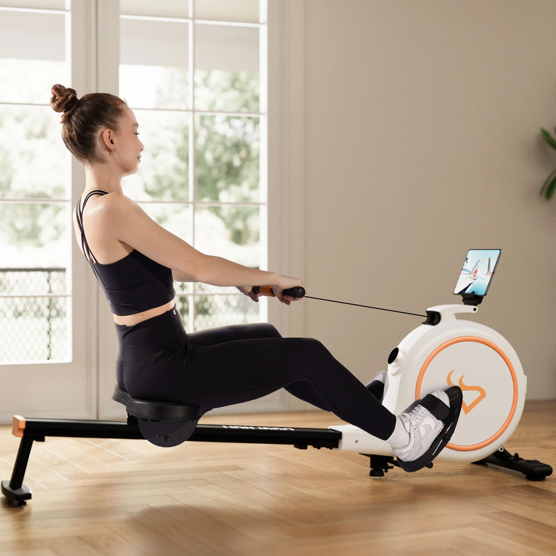DeerRun RW600 Adjustable Magnetic Resistance Long Slide Rail Smart Rowing Machine with PitPat - Image 3